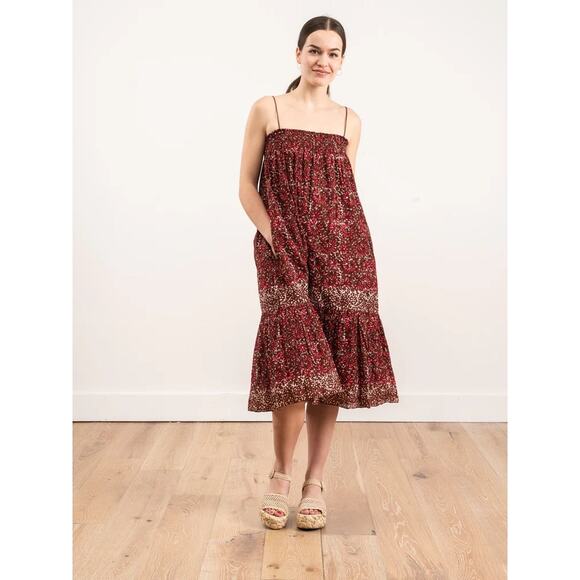 Ulla Johnson Eugenia Dress Henna Burnt Orange Pink Cream EUC $325 Tie Straps 2 - Picture 1 of 16
